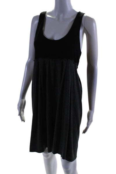 Elle Lauri Womens Sleeveless Pleated Front High Waist Dress Gray Black Size Larg