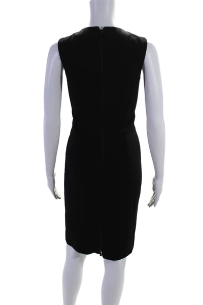 Michael Kors Womens Wool Black Crew Neck Zip Back Sleeveless Shift Dress Size 0