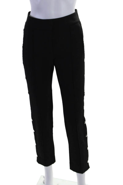 Veronica Beard Womens Black High Rise Button Detail Straight Leg Pants Size 0