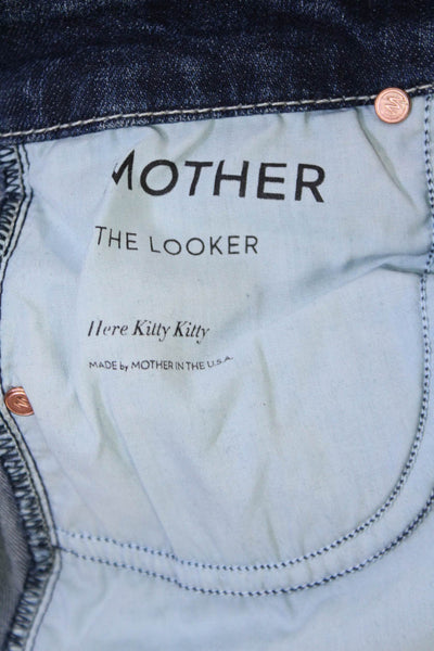 Mother Womens Blue Medium Wash Mid-Rise The Looker Skinny Leg Jeans Size 24