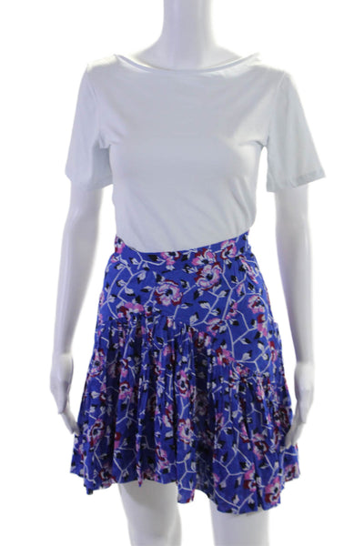 Isabel Marant Etoile Womens Cotton Blue Floral A-Line Mini Skirt Size 34