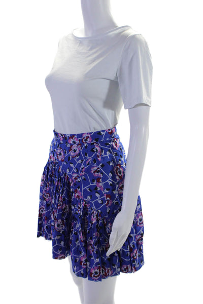 Isabel Marant Etoile Womens Cotton Blue Floral A-Line Mini Skirt Size 34