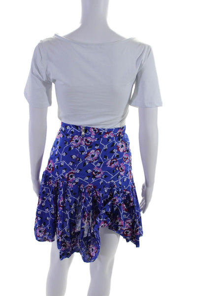 Isabel Marant Etoile Womens Cotton Blue Floral A-Line Mini Skirt Size 34