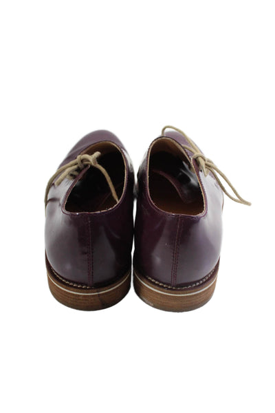 Tods Mens Patten Leather Lace Up Lined Oxford Dress Shoes Burgundy Size EUR 39