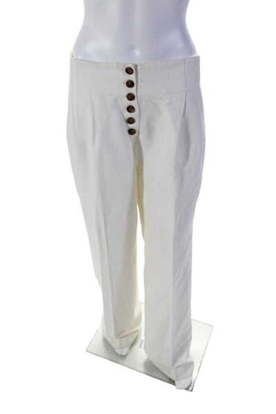 ALC Womens High Waist Pleated Button Fly Wide Leg Pants White Size 8