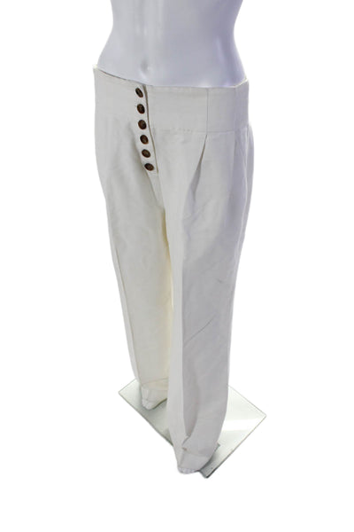 ALC Womens High Waist Pleated Button Fly Wide Leg Pants White Size 8