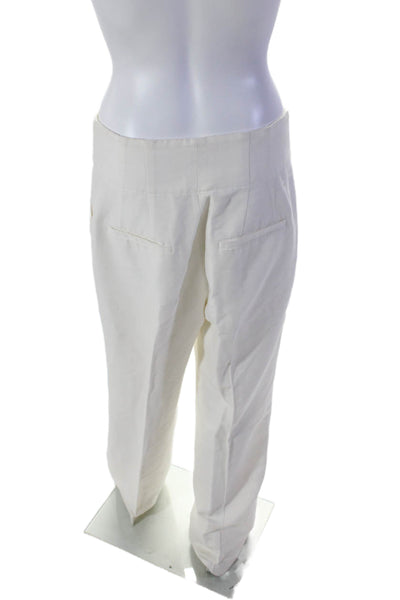 ALC Womens High Waist Pleated Button Fly Wide Leg Pants White Size 8