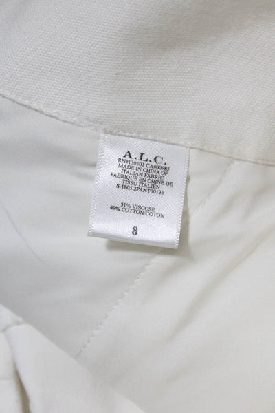 ALC Womens High Waist Pleated Button Fly Wide Leg Pants White Size 8