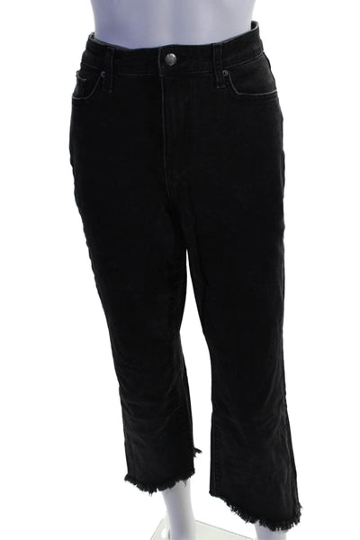 Joes Womens High Rise Raw Hem Cropped Bootcut Jeans Black Size 29