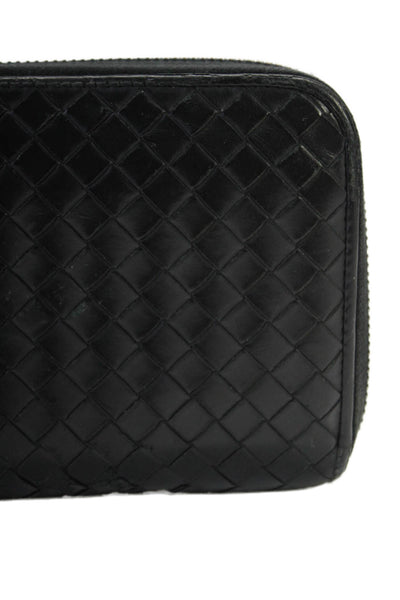 Bottega Veneta Womens Black Leather Woven Intrecciato Long Wallet