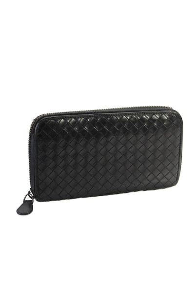 Bottega Veneta Womens Black Leather Woven Intrecciato Long Wallet