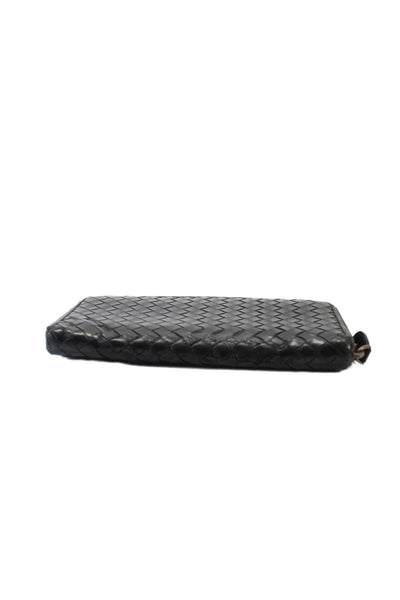 Bottega Veneta Womens Black Leather Woven Intrecciato Long Wallet