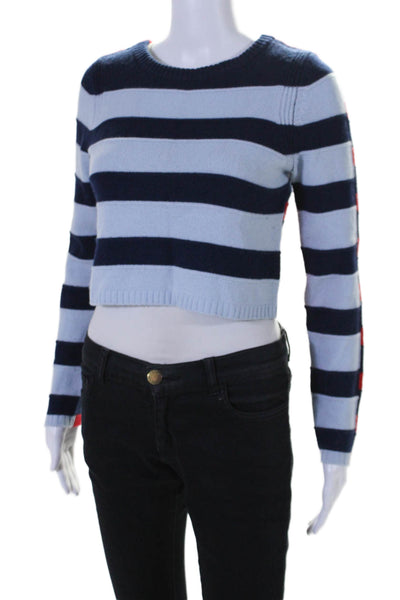 Solid & Striped Womens Wool Blend Striped Cropped Sweater Top Blue Size S