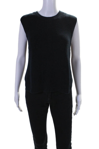 Helmut Lang Womens Cotton Knit Round Neck Pullover Sweater Vest Navy Size S