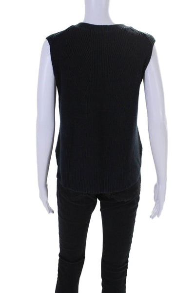 Helmut Lang Womens Cotton Knit Round Neck Pullover Sweater Vest Navy Size S