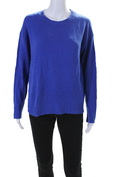 360 Cashmere Womens Cashmere Knit Round Neck Pullover Sweater Top Blue Size S