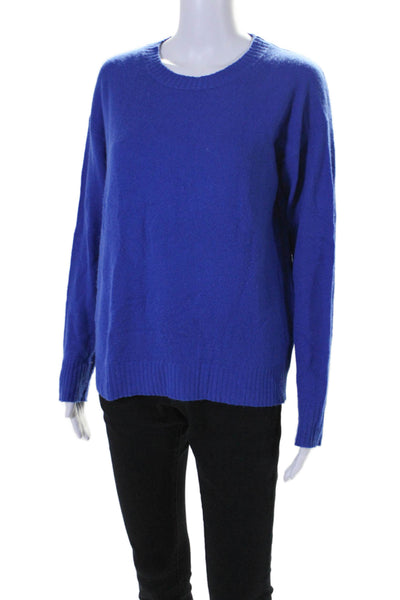 360 Cashmere Womens Cashmere Knit Round Neck Pullover Sweater Top Blue Size S