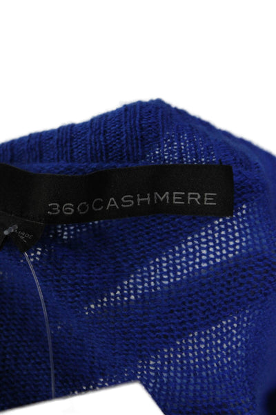 360 Cashmere Womens Cashmere Knit Round Neck Pullover Sweater Top Blue Size S