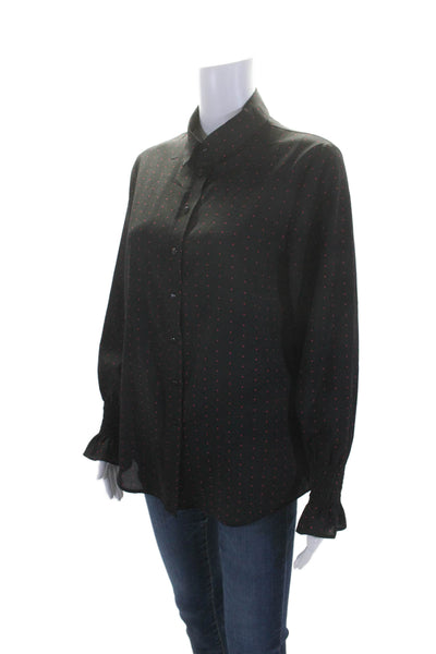 The Kooples Women's Collared Long Sleeves Button Down Shirt Polka Dot Size S