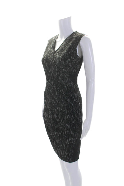 Elie Tahari Women's V-Neck Sleeveless Mesh Trim Mini Dress Black Size 4