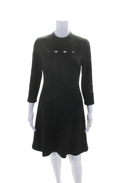 Elie Tahari Women's Round Neck Long Sleeves Cut-Outs Mini Dress Black Size 4