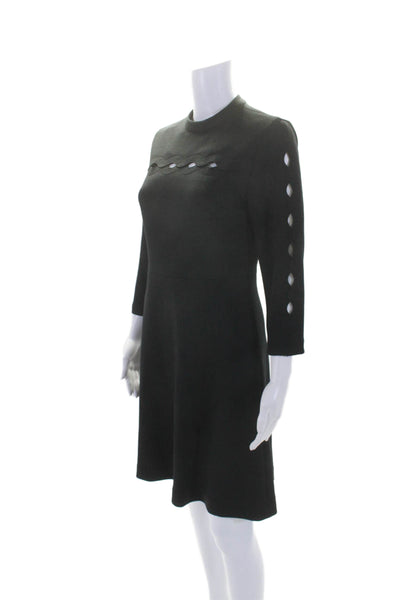 Elie Tahari Women's Round Neck Long Sleeves Cut-Outs Mini Dress Black Size 4