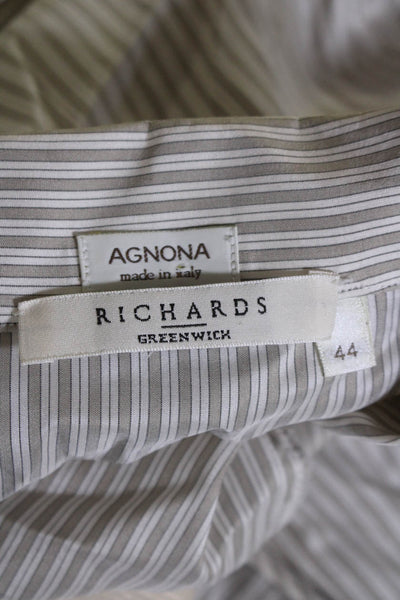 Agnona Women's Collared Long Sleeves Button Down Striped Shirt Beige Size 44