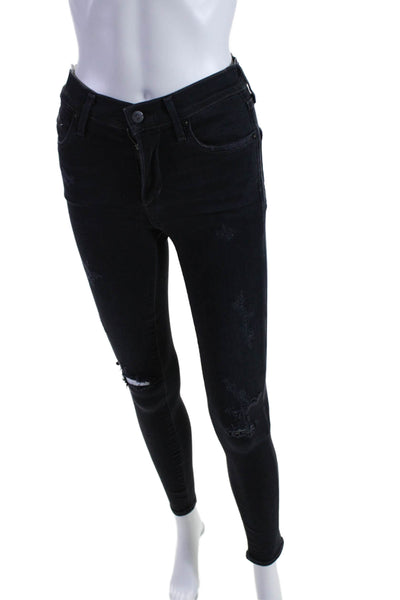 Citizens of Humanity Womens Black Distress High Rise Skinny Leg Jeans Size 25