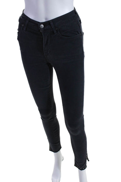 Citizens of Humanity Womens Black Studded High Rise Skinny Leg Jeans Size 24