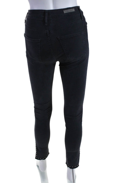 Citizens of Humanity Womens Black Studded High Rise Skinny Leg Jeans Size 24