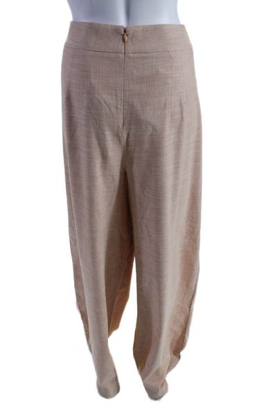 BCBGMAXAZRIA Women's Hook Closure Pleated Wide Leg Dress Pants Beige Size XL