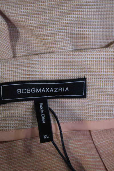 BCBGMAXAZRIA Women's Hook Closure Pleated Wide Leg Dress Pants Beige Size XL