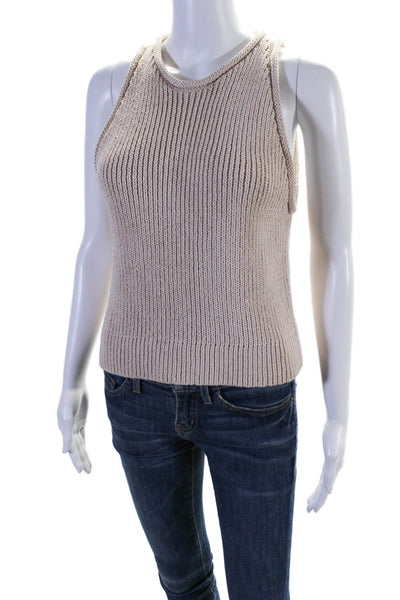 3.1 Phillip Lim Womens Cotton Textured Knitted Sleeveless Top Pink Size S