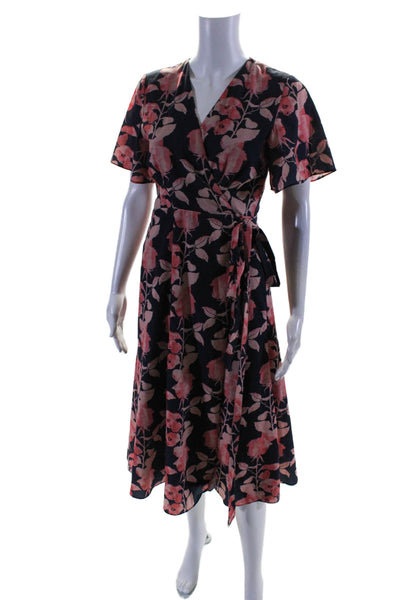 Slate & Willow Womens Pink Floral Flutter Sleeve Dress Blue Size 4 12705718