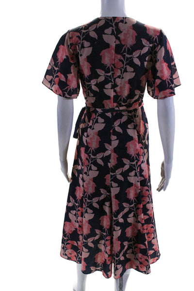 Slate & Willow Womens Pink Floral Flutter Sleeve Dress Blue Size 4 12705718