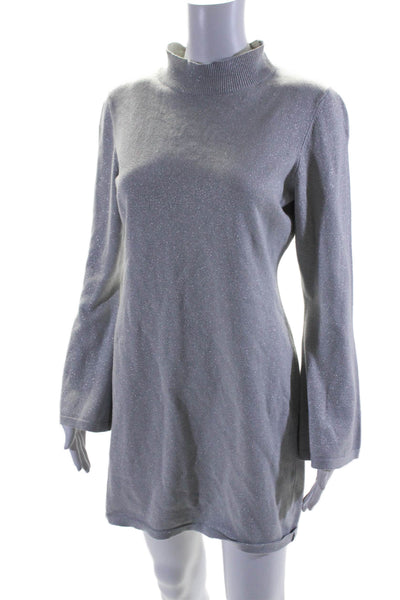 STYLESTALKER Womens Tamara Knit Mini Dress Silver Size 2 11624547