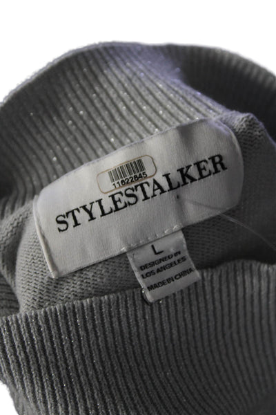 STYLESTALKER Womens Tamara Knit Mini Dress Silver Size 2 11624547