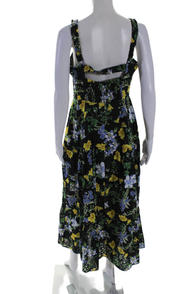 Zara Womens Sweetheart Neckline Strapless Floral Short Flowy Dress Black Size L