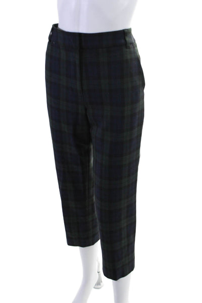 Velvet by Graham & Spencer Womens Plaid High Rise Pants Navy Blue Green Size 8