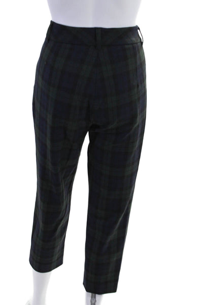 Velvet by Graham & Spencer Womens Plaid High Rise Pants Navy Blue Green Size 8