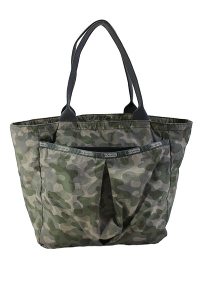 LeSportsac Womens Camouflage Print Zip Up Shoulder Bag Green