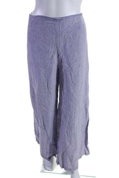 Bryn Walker Womens Linen Wide Leg Elastic Waisted Slip On Pants Purple Size XL