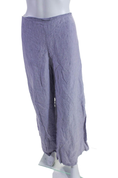 Bryn Walker Womens Linen Wide Leg Elastic Waisted Slip On Pants Purple Size XL