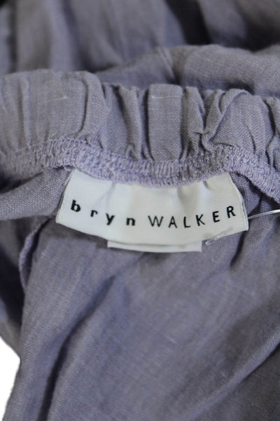 Bryn Walker Womens Linen Wide Leg Elastic Waisted Slip On Pants Purple Size XL