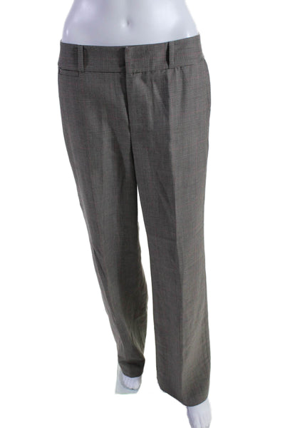 Lauren Ralph Lauren Womens Wool Plaid Straight Leg Slacks Brown Size 6