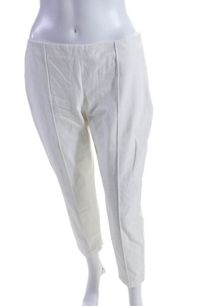 Theory Womens Cotton Pleated Pull On Straight Leg Pants White Size 8