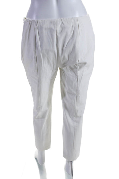 Theory Womens Cotton Pleated Pull On Straight Leg Pants White Size 8