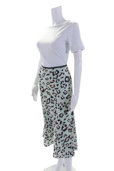 David Lerner Womens Unlined Animal Print Zip Up Mid-Calf Skirt Blue Size S