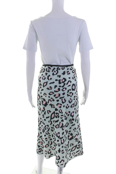 David Lerner Womens Unlined Animal Print Zip Up Mid-Calf Skirt Blue Size S