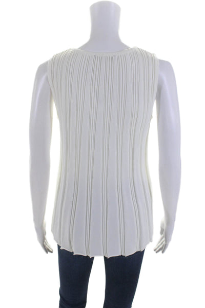 Biana Womens Stretch Ribbed Sleeveless Pullover Knit Tank Top White Size M